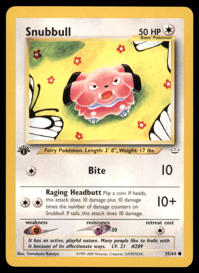 Snubbull 55/64 Neo Revelation Pokemon Card 1st Edition: We offer combined shipping on multiple items. Buyers may also arrange their own shipping. LiveShipping is a separate and independent option for shipping that is NOT a part of the auction house or thei