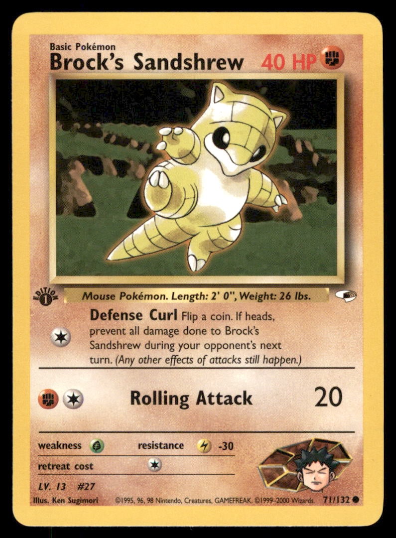 Brock's Sandshrew 71/132 Gym Heroes Pokemon Card 1st Edition: We offer combined shipping on multiple items. Buyers may also arrange their own shipping. LiveShipping is a separate and independent option for shipping that is NOT a part of the auction house or thei