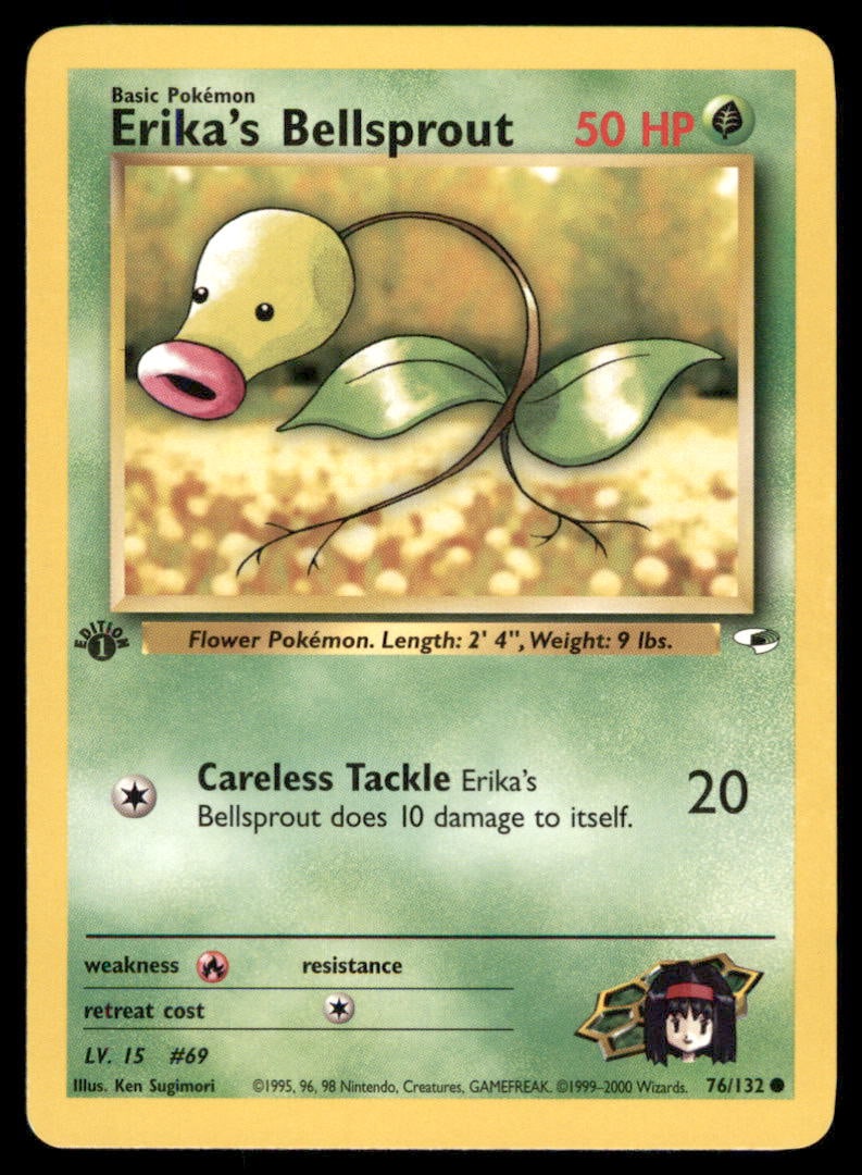 Erika's Bellsprout 76/132 Gym Heroes Pokemon Card 1st Edition: We offer combined shipping on multiple items. Buyers may also arrange their own shipping. LiveShipping is a separate and independent option for shipping that is NOT a part of the auction house or thei