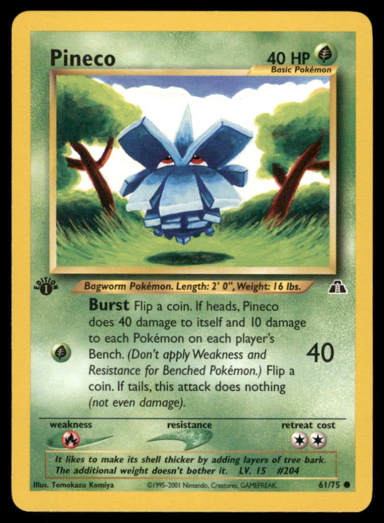 Pineco 61/75 Neo Discovery Pokemon Card 1st Edition: We offer combined shipping on multiple items. Buyers may also arrange their own shipping. LiveShipping is a separate and independent option for shipping that is NOT a part of the auction house or thei