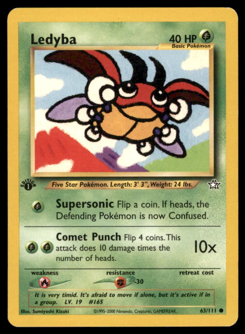 Ledyba 63/111 Neo Genesis Pokemon Card 1st Edition: We offer combined shipping on multiple items. Buyers may also arrange their own shipping. LiveShipping is a separate and independent option for shipping that is NOT a part of the auction house or thei