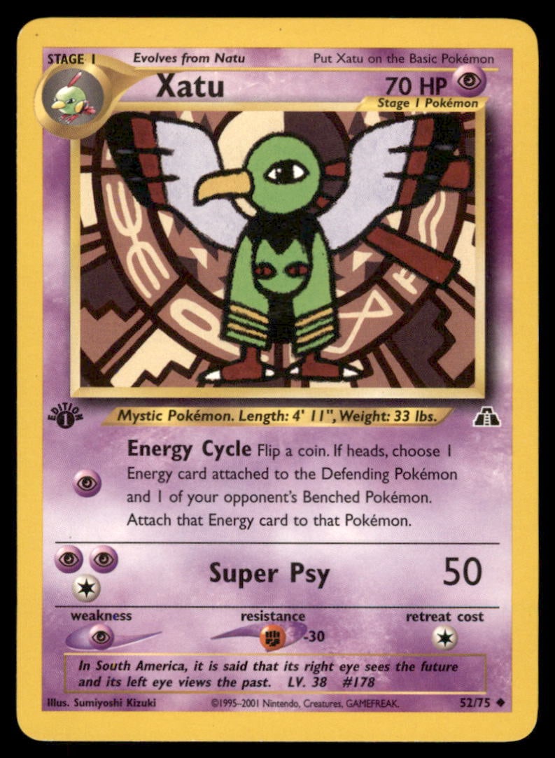 Xatu 52/75 Neo Discovery Pokemon Card 1st Edition: We offer combined shipping on multiple items. Buyers may also arrange their own shipping. LiveShipping is a separate and independent option for shipping that is NOT a part of the auction house or thei