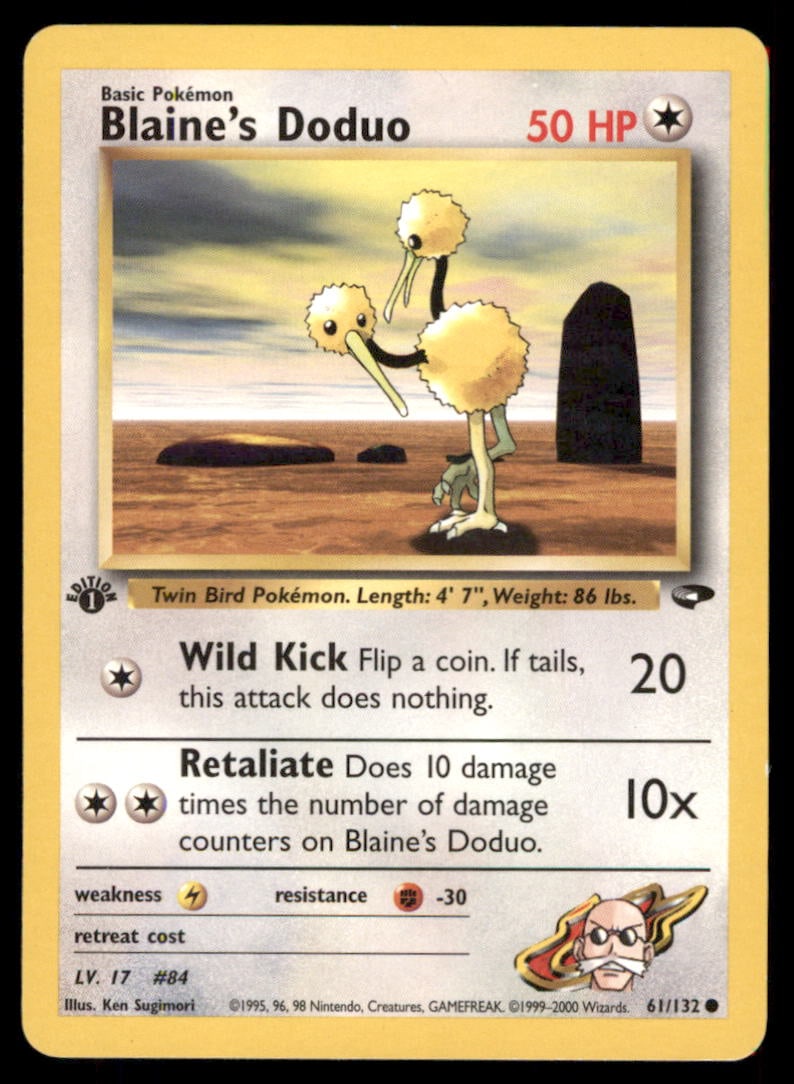 Blaine's Doduo 61/132 Gym Challenge Pokemon Card 1st Edition: We offer combined shipping on multiple items. Buyers may also arrange their own shipping. LiveShipping is a separate and independent option for shipping that is NOT a part of the auction house or thei