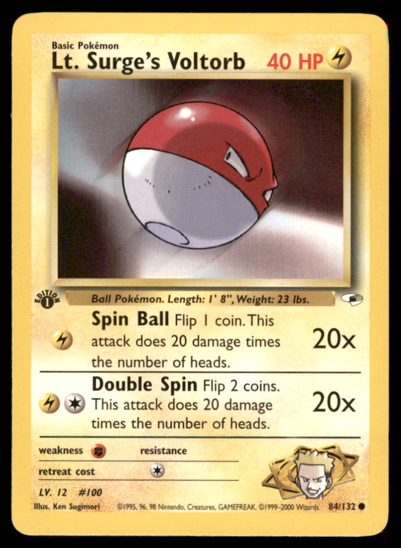 Lt. Surge's Voltorb 84/132 Gym Heroes Pokemon Card 1st Edition: We offer combined shipping on multiple items. Buyers may also arrange their own shipping. LiveShipping is a separate and independent option for shipping that is NOT a part of the auction house or thei