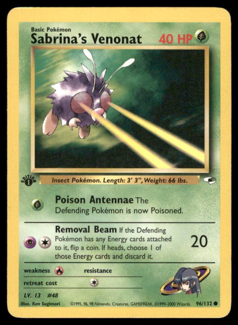 Sabrina's Venonat 96/132 Gym Heroes Pokemon Card 1st Edition: We offer combined shipping on multiple items. Buyers may also arrange their own shipping. LiveShipping is a separate and independent option for shipping that is NOT a part of the auction house or thei
