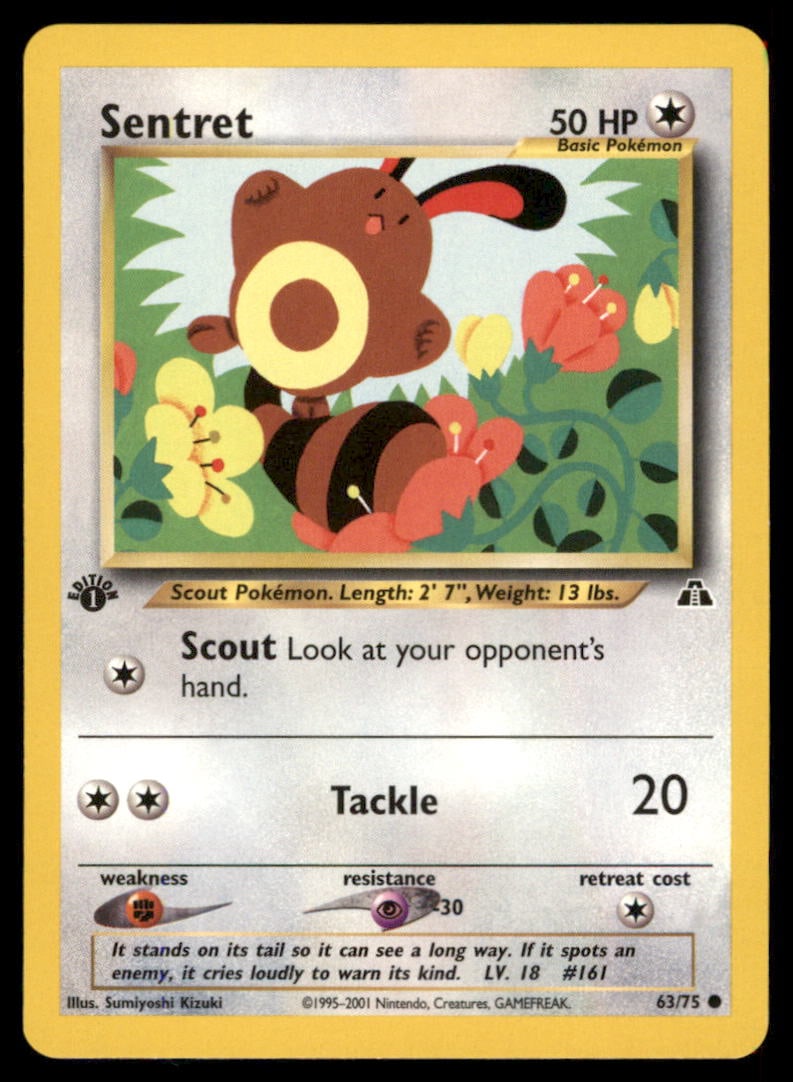 Sentret 63/75 Neo Discovery Pokemon Card 1st Edition: We offer combined shipping on multiple items. Buyers may also arrange their own shipping. LiveShipping is a separate and independent option for shipping that is NOT a part of the auction house or thei
