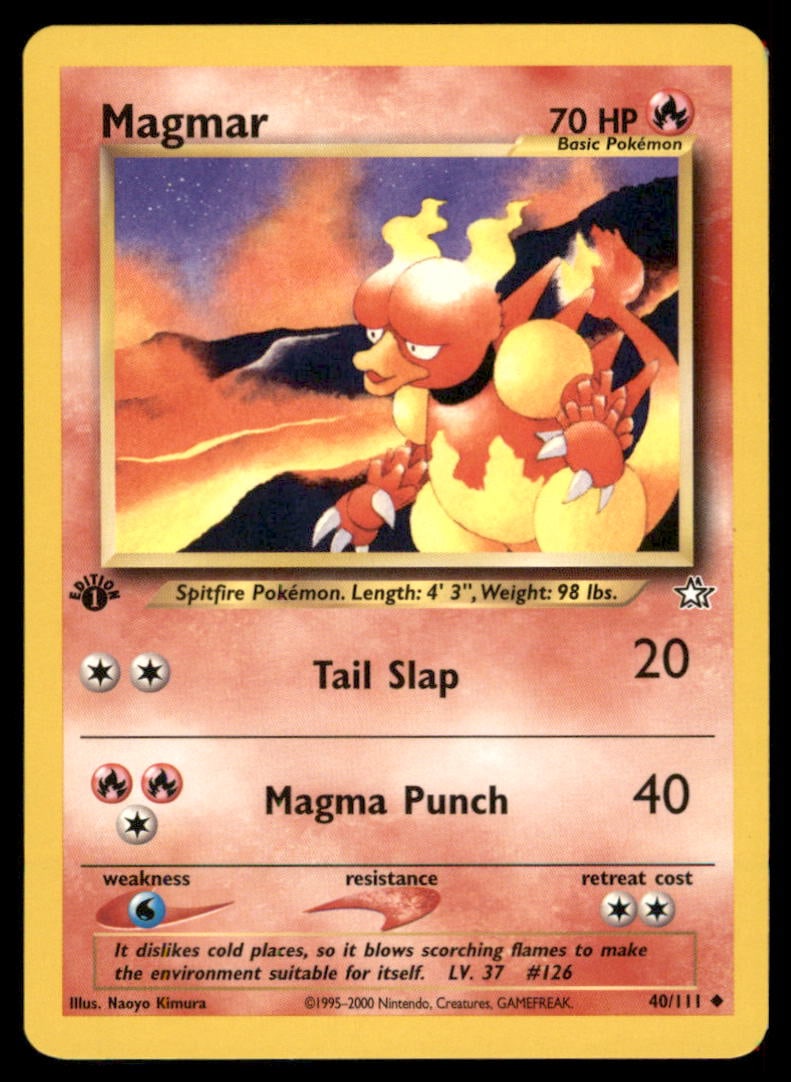Magmar 40/111 Neo Genesis Pokemon Card 1st Edition: We offer combined shipping on multiple items. Buyers may also arrange their own shipping. LiveShipping is a separate and independent option for shipping that is NOT a part of the auction house or thei