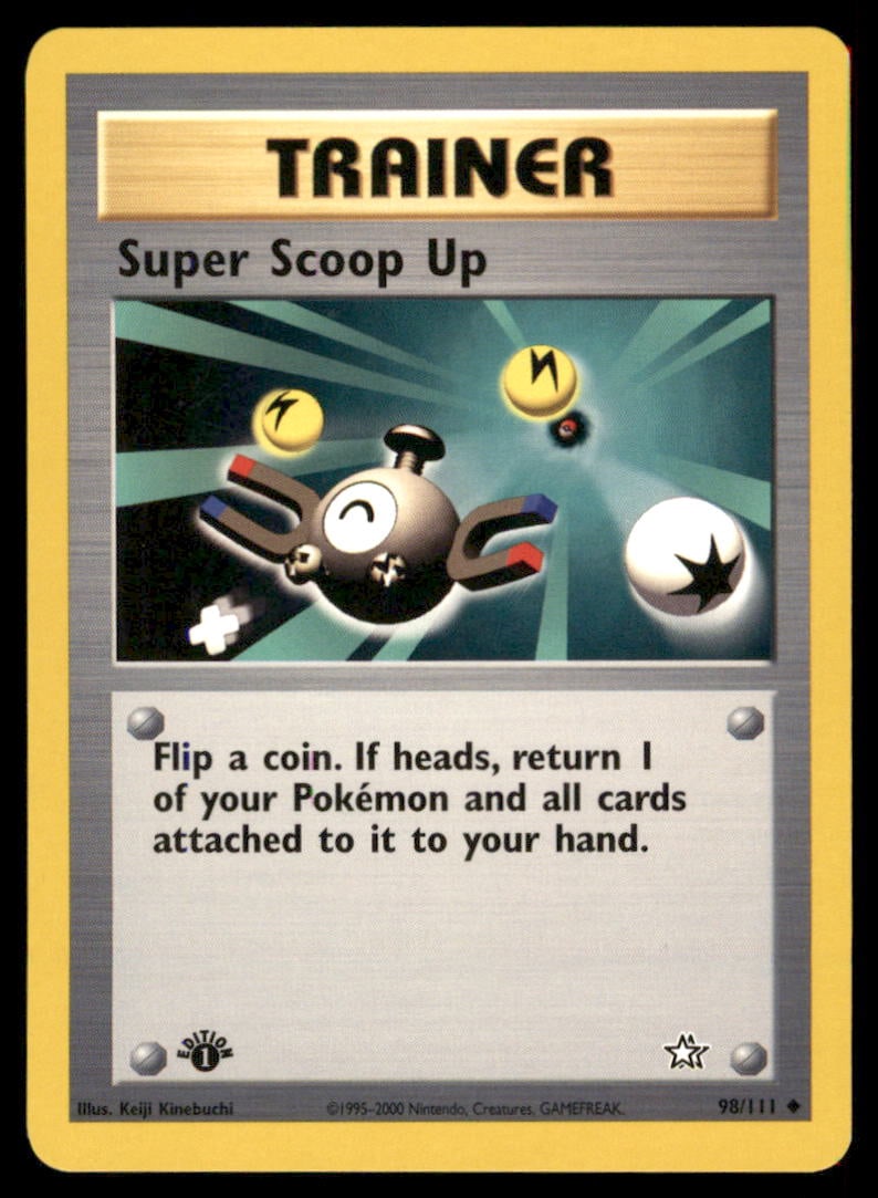 Super Scoop Up 98/111 Neo Genesis Pokemon Card 1st Edition: We offer combined shipping on multiple items. Buyers may also arrange their own shipping. LiveShipping is a separate and independent option for shipping that is NOT a part of the auction house or thei