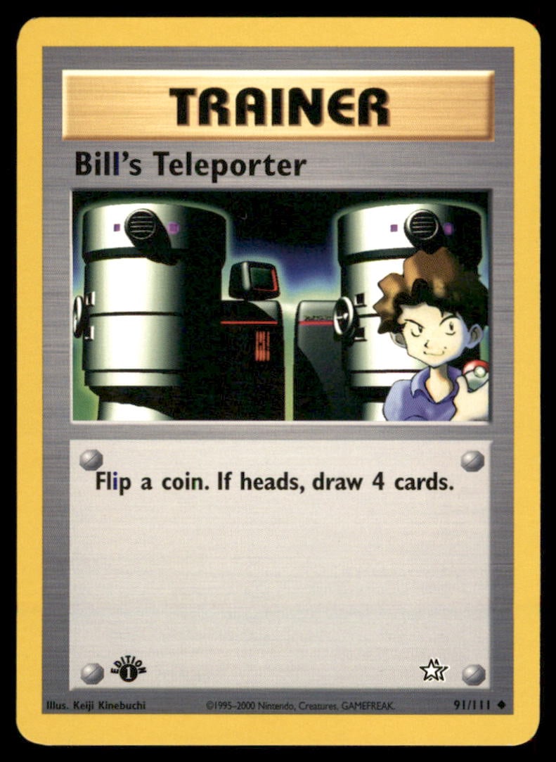 Bill's Teleporter 91/111 Neo Genesis Pokemon Card 1st Edition: We offer combined shipping on multiple items. Buyers may also arrange their own shipping. LiveShipping is a separate and independent option for shipping that is NOT a part of the auction house or thei