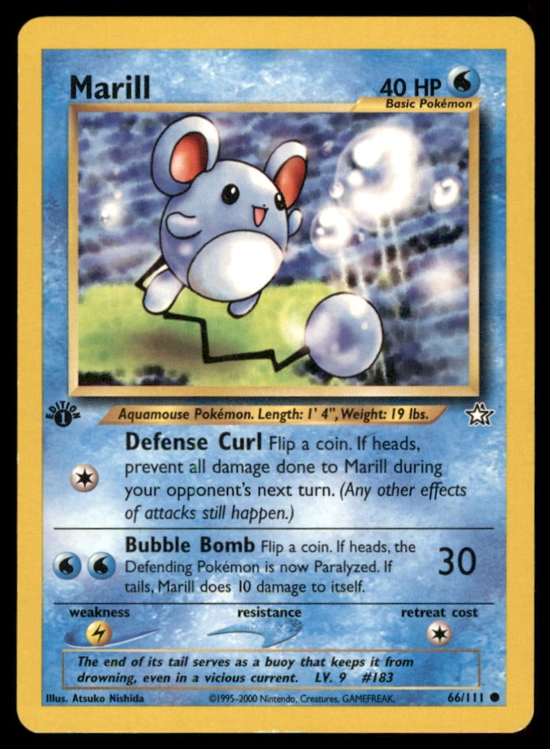 Marill 66/111 Neo Genesis Pokemon Card 1st Edition: We offer combined shipping on multiple items. Buyers may also arrange their own shipping. LiveShipping is a separate and independent option for shipping that is NOT a part of the auction house or thei