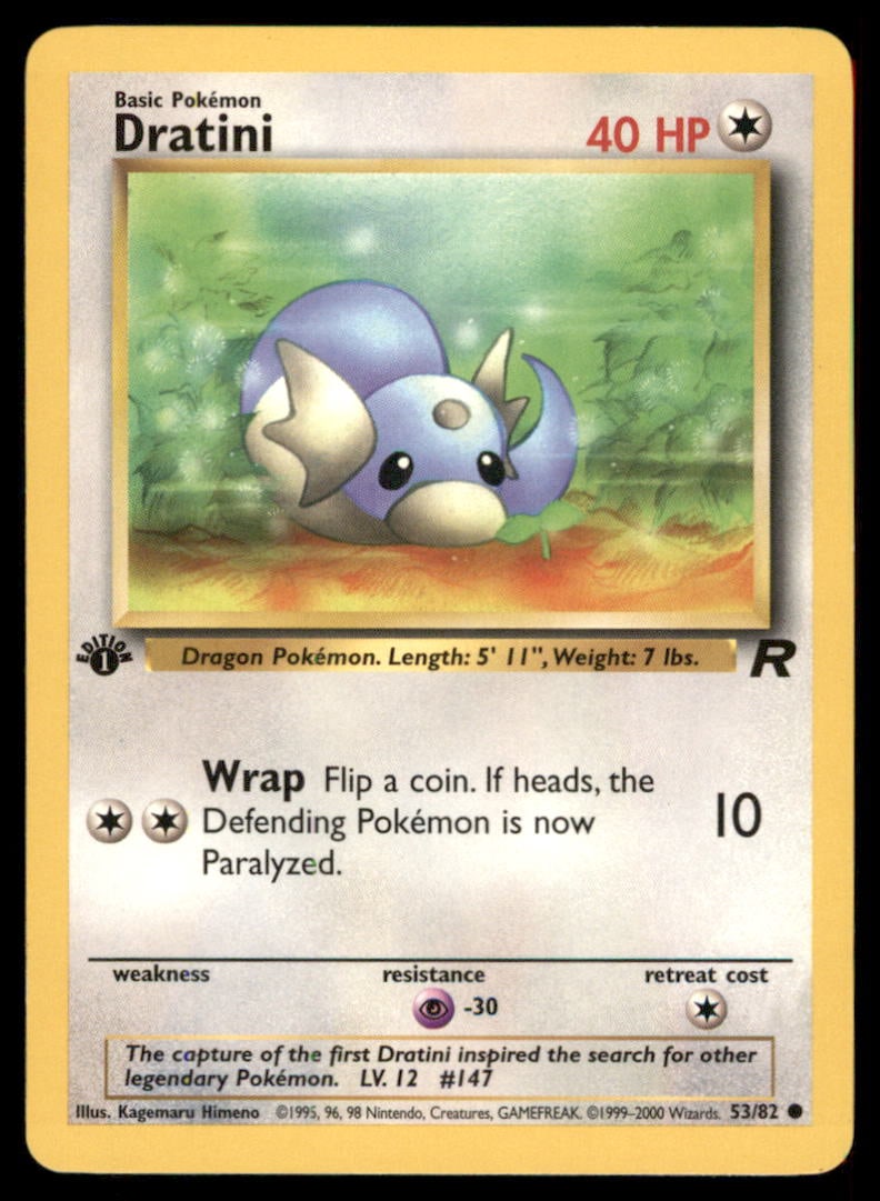 Dratini 53/82 Team Rocket Pokemon Card 1st Edition: We offer combined shipping on multiple items. Buyers may also arrange their own shipping. LiveShipping is a separate and independent option for shipping that is NOT a part of the auction house or thei