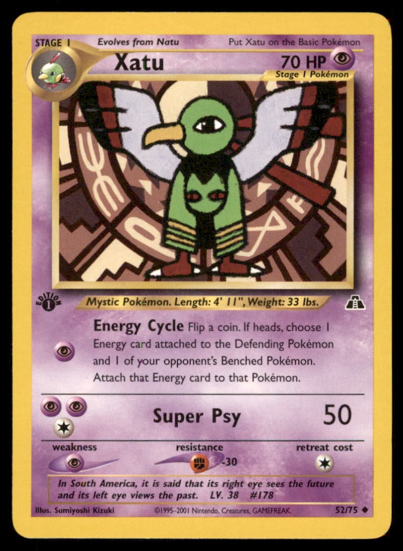 Xatu 52/75 Neo Discovery Pokemon Card 1st Edition: We offer combined shipping on multiple items. Buyers may also arrange their own shipping. LiveShipping is a separate and independent option for shipping that is NOT a part of the auction house or thei