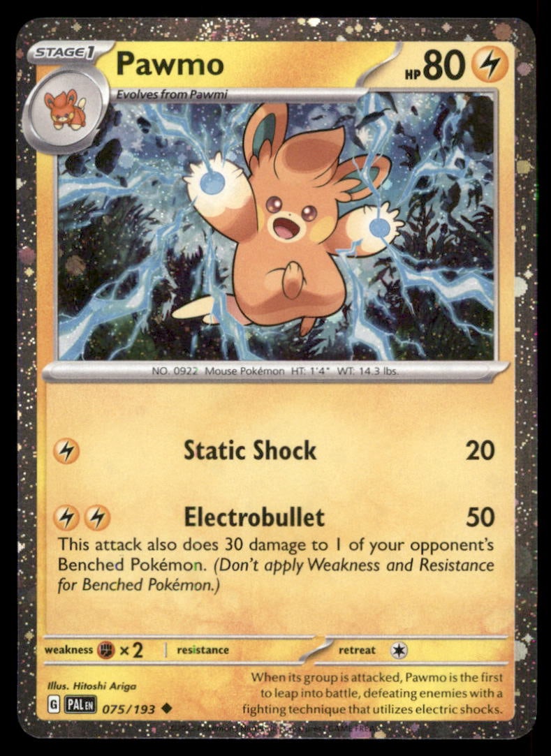 Pawmo 075/193 Paldea Evolved Pokemon Card: We offer combined shipping on multiple items. Buyers may also arrange their own shipping. LiveShipping is a separate and independent option for shipping that is NOT a part of the auction house or thei