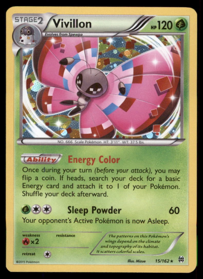 Vivillon 15/162 Holo BREAKthrough Pokemon Card: We offer combined shipping on multiple items. Buyers may also arrange their own shipping. LiveShipping is a separate and independent option for shipping that is NOT a part of the auction house or thei
