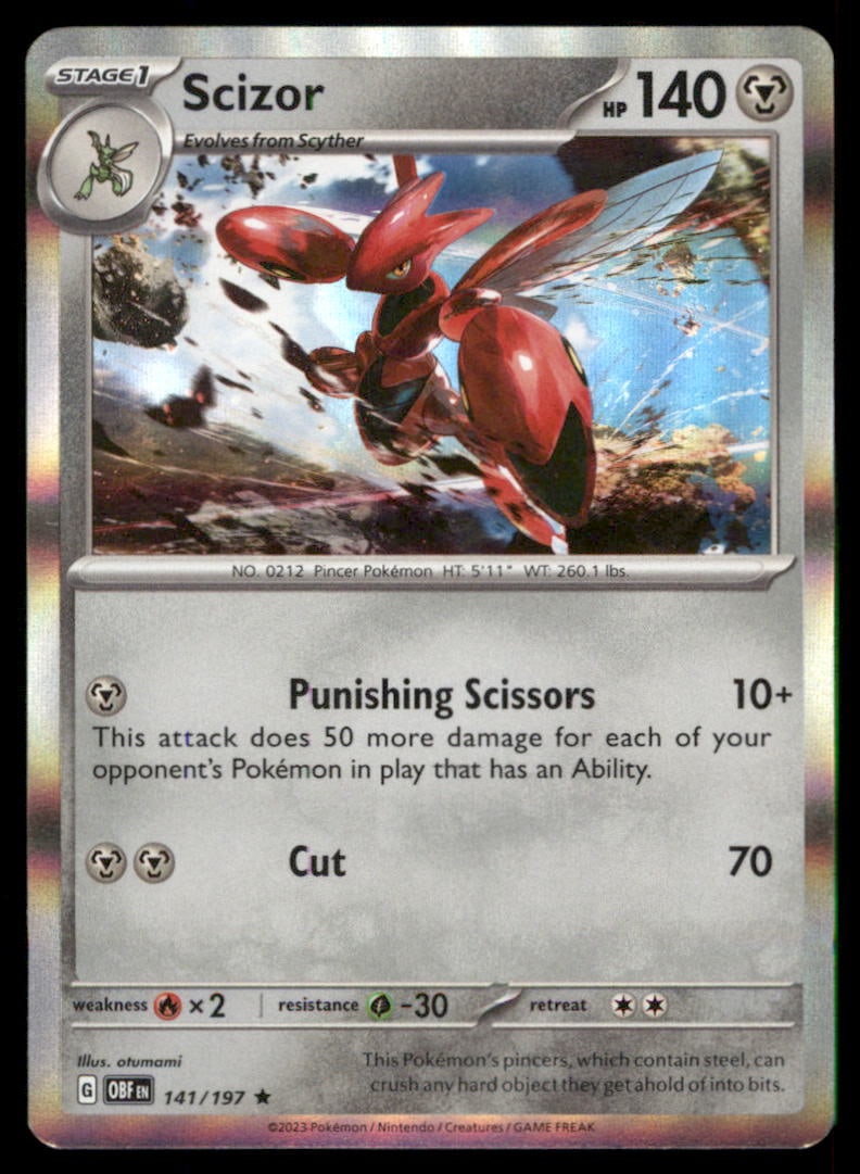 Scizor 141/197 Obsidian Flames Pokemon Card: We offer combined shipping on multiple items. Buyers may also arrange their own shipping. LiveShipping is a separate and independent option for shipping that is NOT a part of the auction house or thei