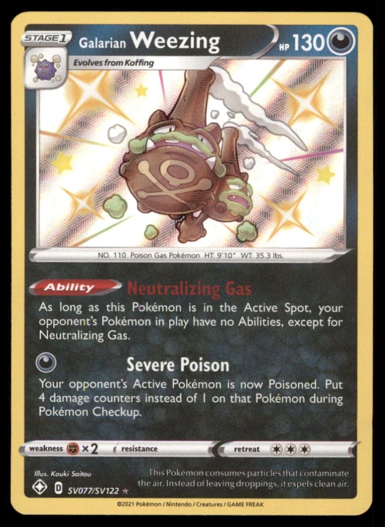 Galarian Weezing SV077/SV122 Shining Fates Shiny Vault Pokemon Card (1 of 2)