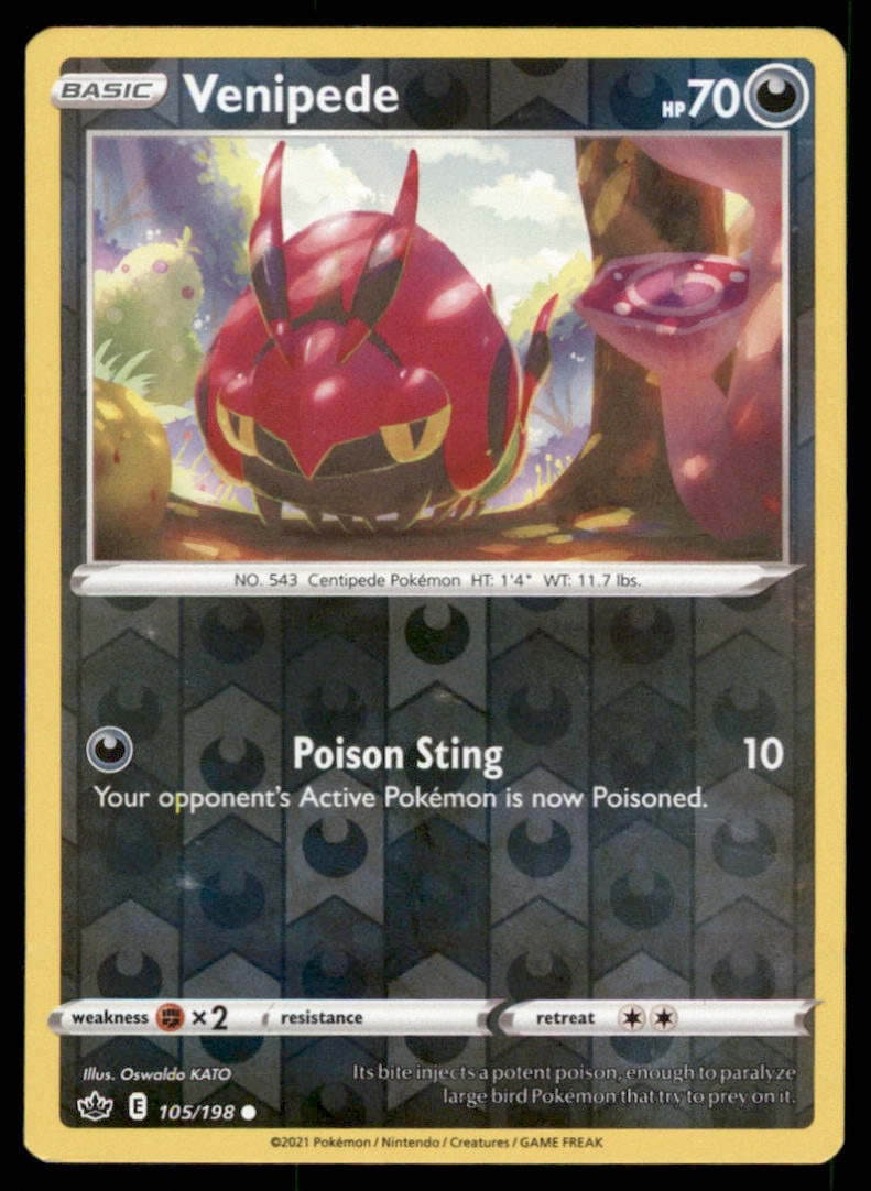 Venipede 105/198 Chilling Reign Pokemon Card Reverse Holo: We offer combined shipping on multiple items. Buyers may also arrange their own shipping. LiveShipping is a separate and independent option for shipping that is NOT a part of the auction house or thei