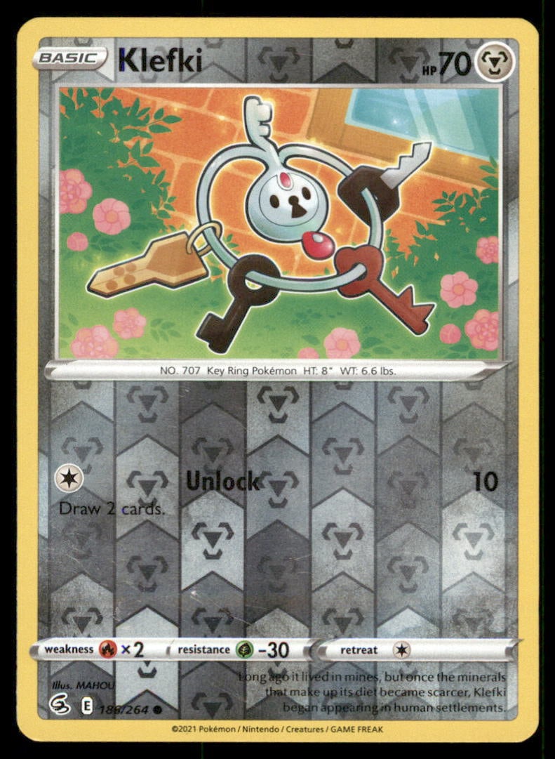 Klefki 186/264 Fusion Strike Pokemon Card Reverse Holo: We offer combined shipping on multiple items. Buyers may also arrange their own shipping. LiveShipping is a separate and independent option for shipping that is NOT a part of the auction house or thei