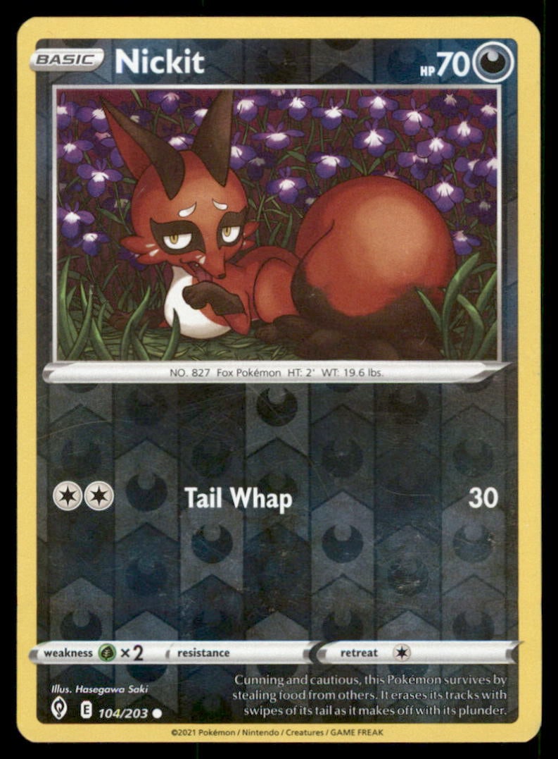 Nickit 104/203 Evolving Skies Pokemon Card Reverse Holo: We offer combined shipping on multiple items. Buyers may also arrange their own shipping. LiveShipping is a separate and independent option for shipping that is NOT a part of the auction house or thei