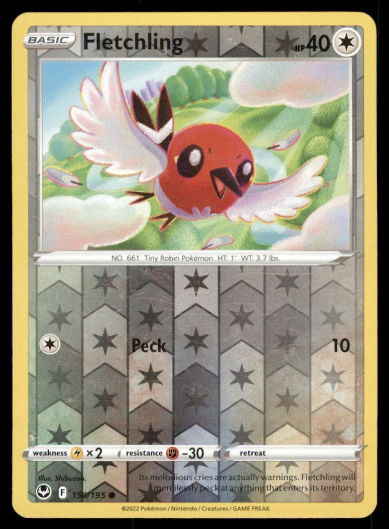 Fletchling 150/195 Silver Tempest Pokemon Card Reverse Holo (1 of 2)
