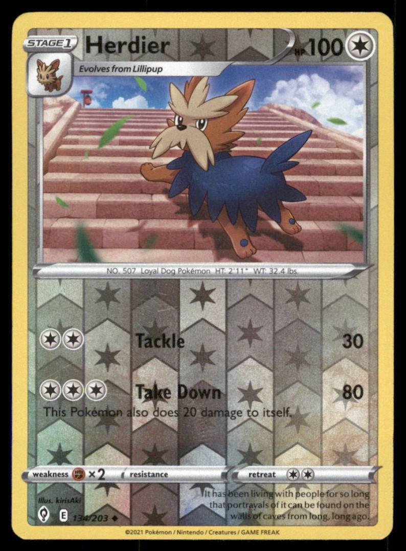 Herdier 134/203 Evolving Skies Pokemon Card Reverse Holo: We offer combined shipping on multiple items. Buyers may also arrange their own shipping. LiveShipping is a separate and independent option for shipping that is NOT a part of the auction house or thei