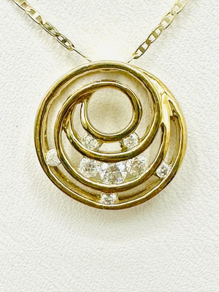 10KT Yellow Gold Natural Diamond Swirl Pendant and Chain # 2009 (1 of 3)