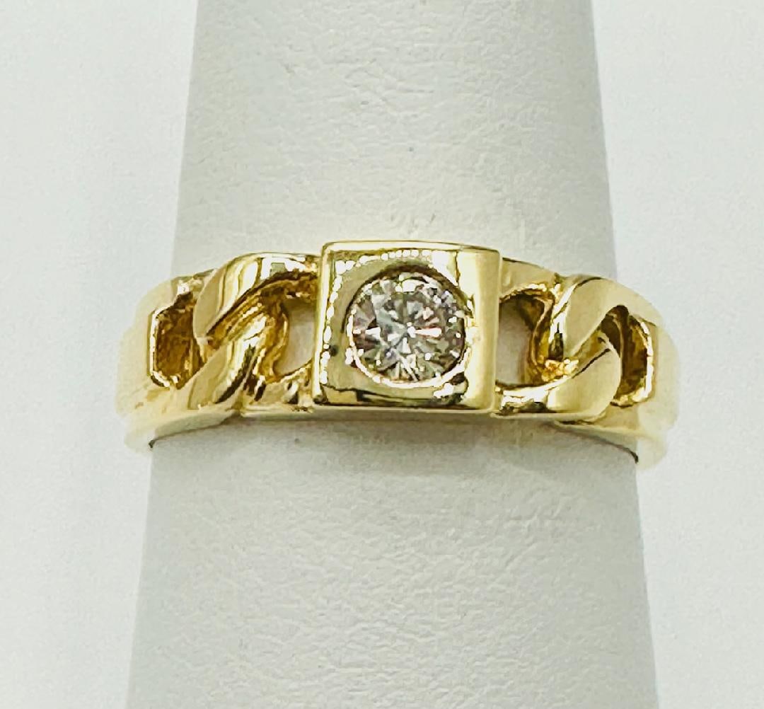 14KT Yellow Gold Natural Diamond Link Ring # 2030 (1 of 3)