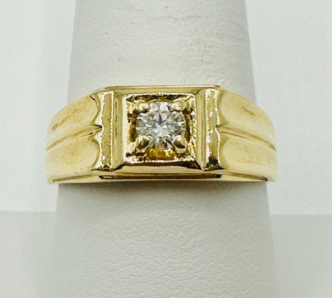 14KT Yellow Gold Natural Diamond Men’s Solitaire Ring # 2031 (1 of 3)