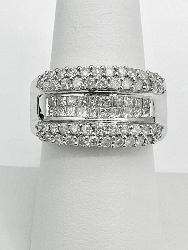 14KT White Gold Natural Diamond Wide Band # 2048 (1 of 4)