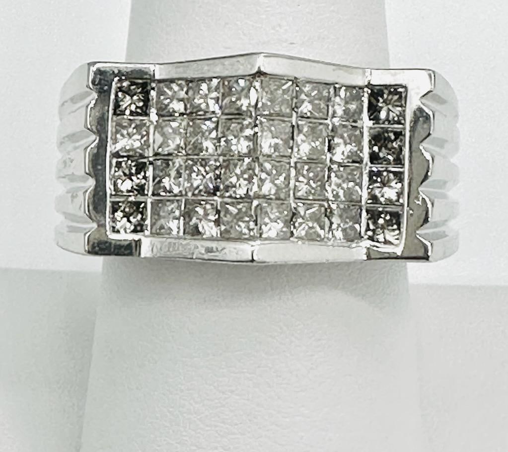 14KT White Gold Natural Diamond Men’s Wide Band # 2049 (1 of 4)