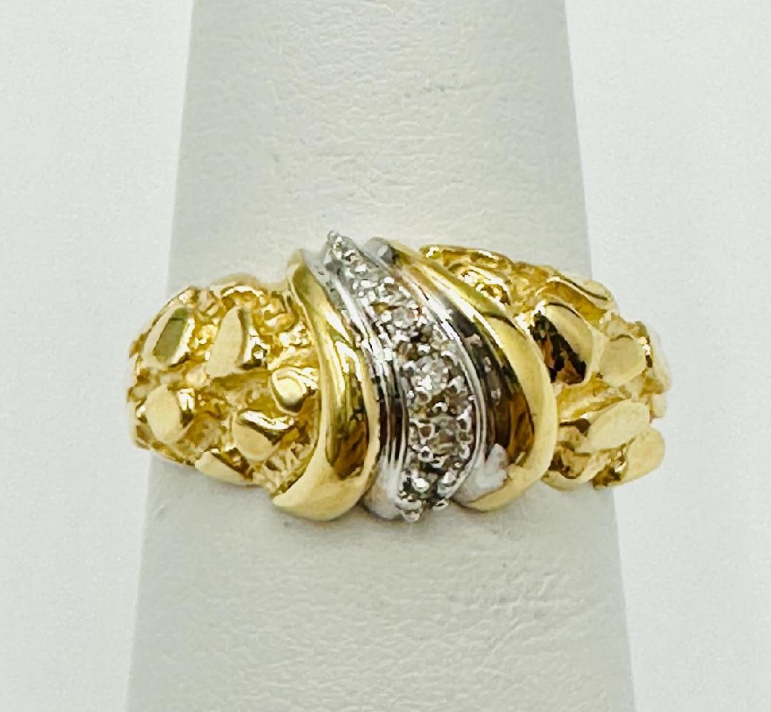 14KT Yellow Gold Natural Diamond Nuggets Ring # 2080 (1 of 3)