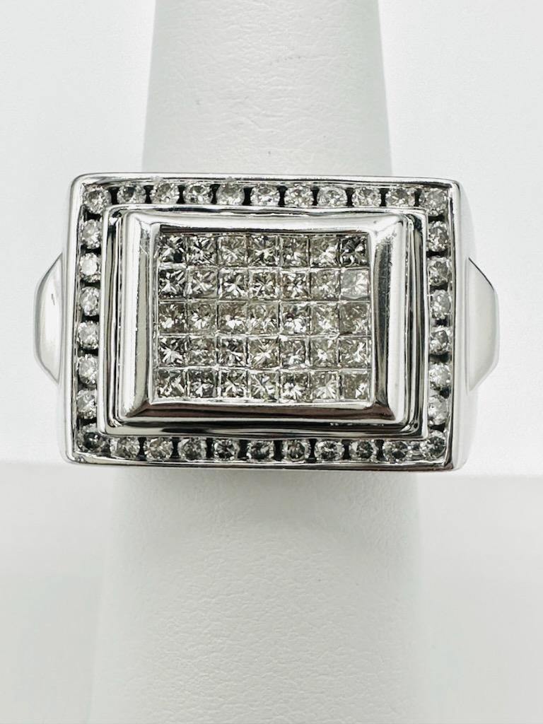14KT White Gold Natural Diamond Men’s Big Ring # 2109 (1 of 4)