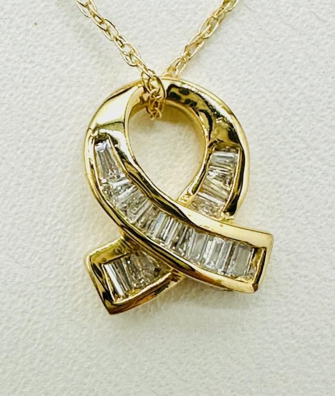 14 KT Yellow Gold Natural Diamond Pendant and Chain # 2123 (1 of 4)
