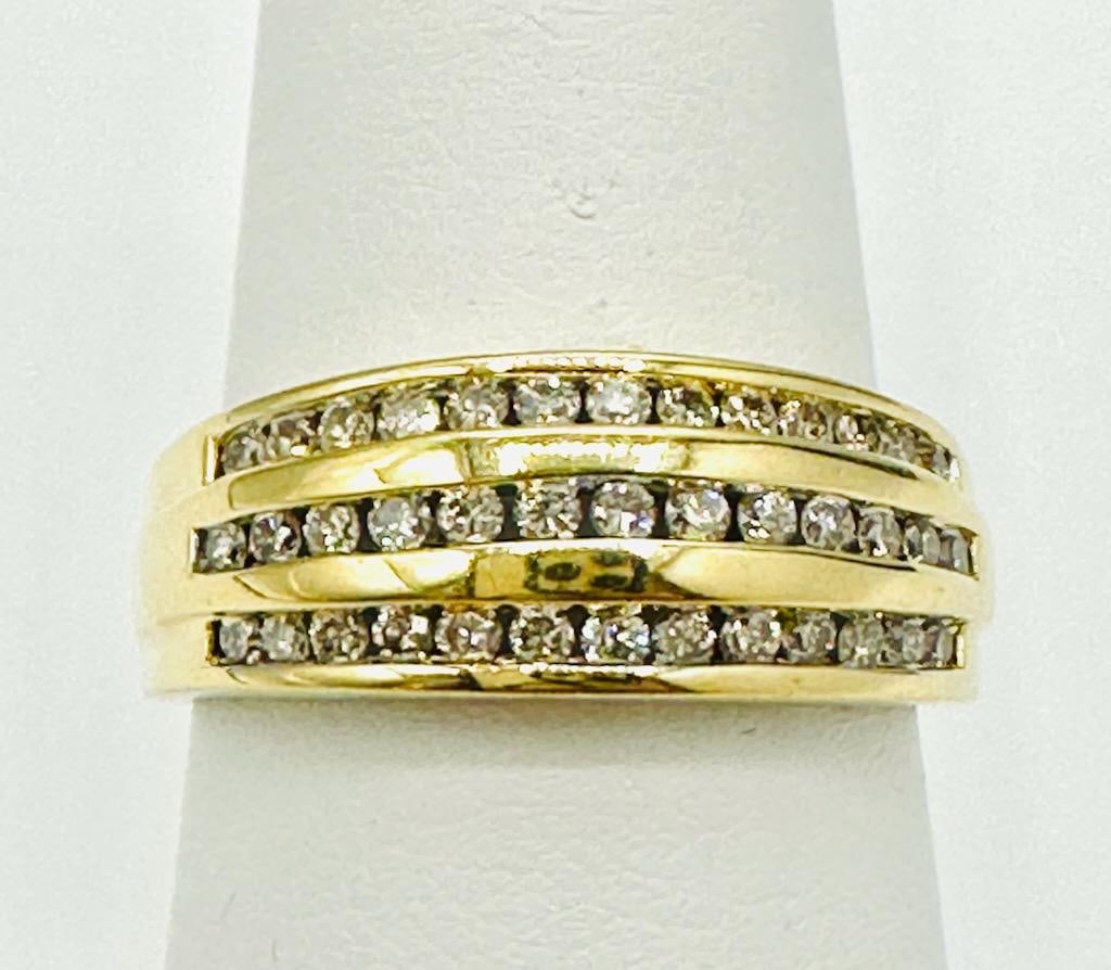 14KT Yellow Gold Natural Diamond Multi Rows Ring # 2134 (1 of 4)