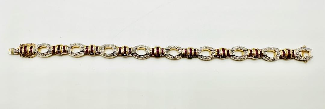 Natural Diamond and Ruby Bracelet in 14KT Yellow Gold # 2203 (1 of 5)