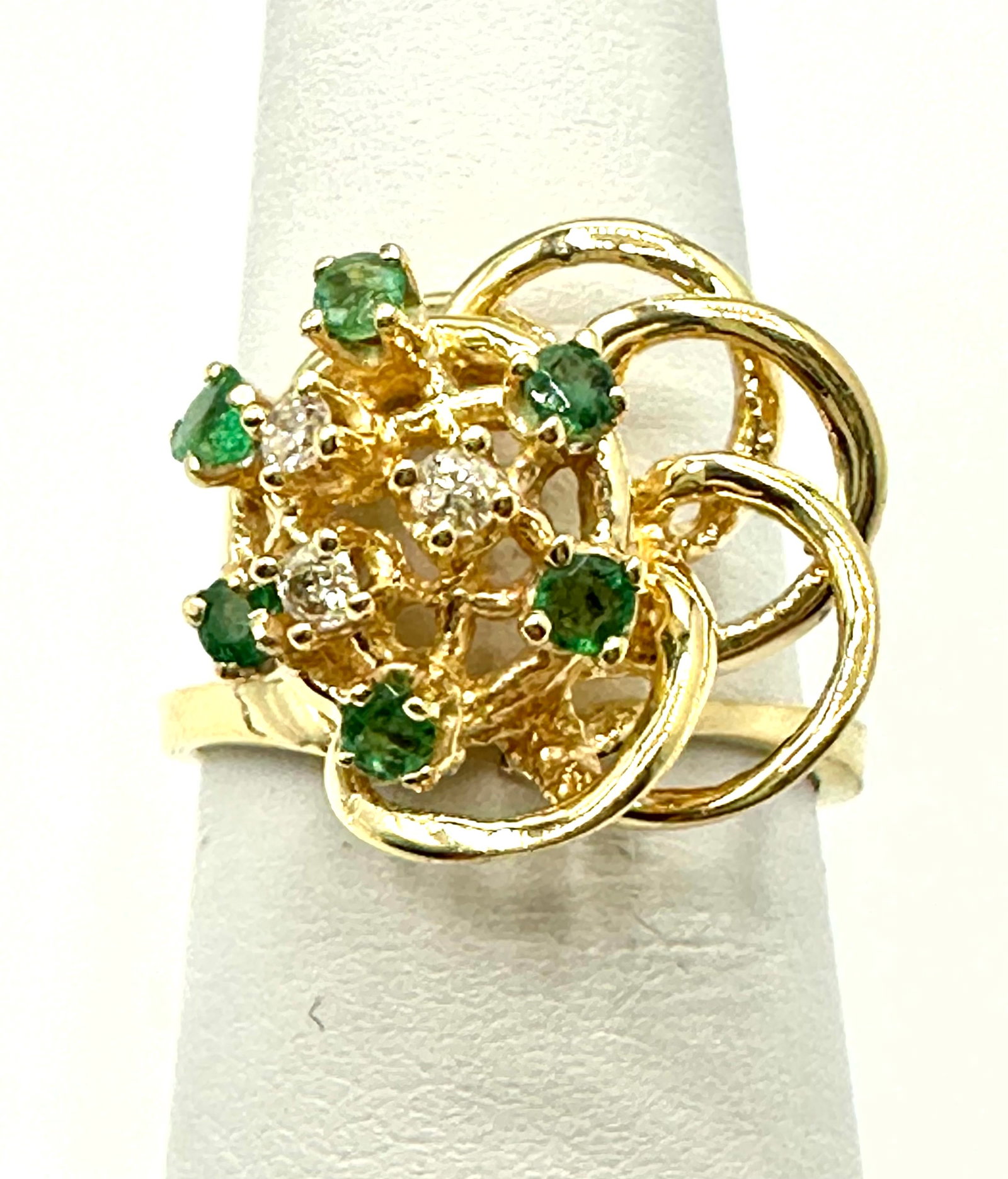 Natural Diamond and Emerald Ring, 14KT Yellow Gold # 2218 (1 of 4)
