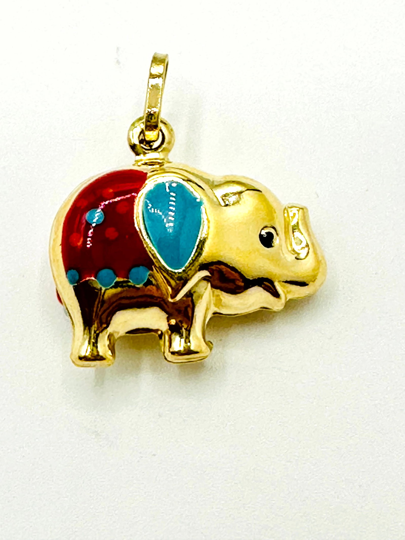 14KT Yellow Gold Puff Elegant Pendant with Enamel # 2226: # 2226 14KT Yellow Gold Puff Elegant Pendant with Enamel Weight: 2.30 grams Pendant size: 24 mm x 19.50 mm