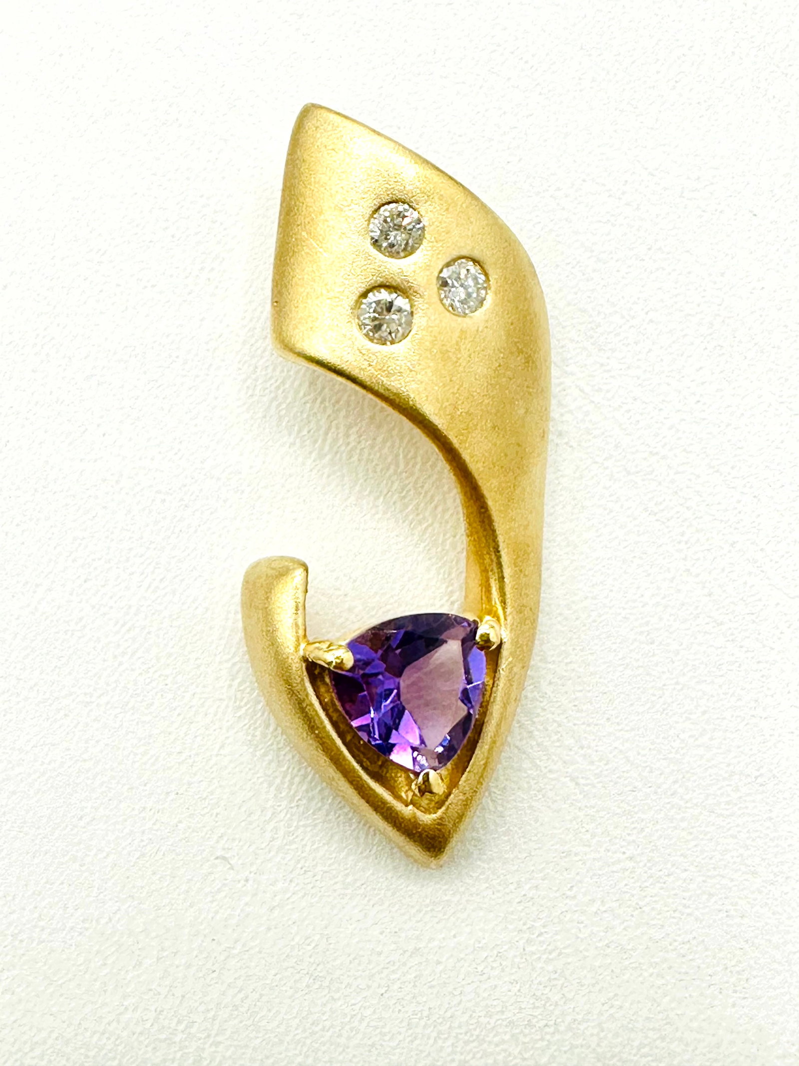Natural Diamond and Amethyst 14KT Yellow Gold Pendant # 2232 (1 of 4)