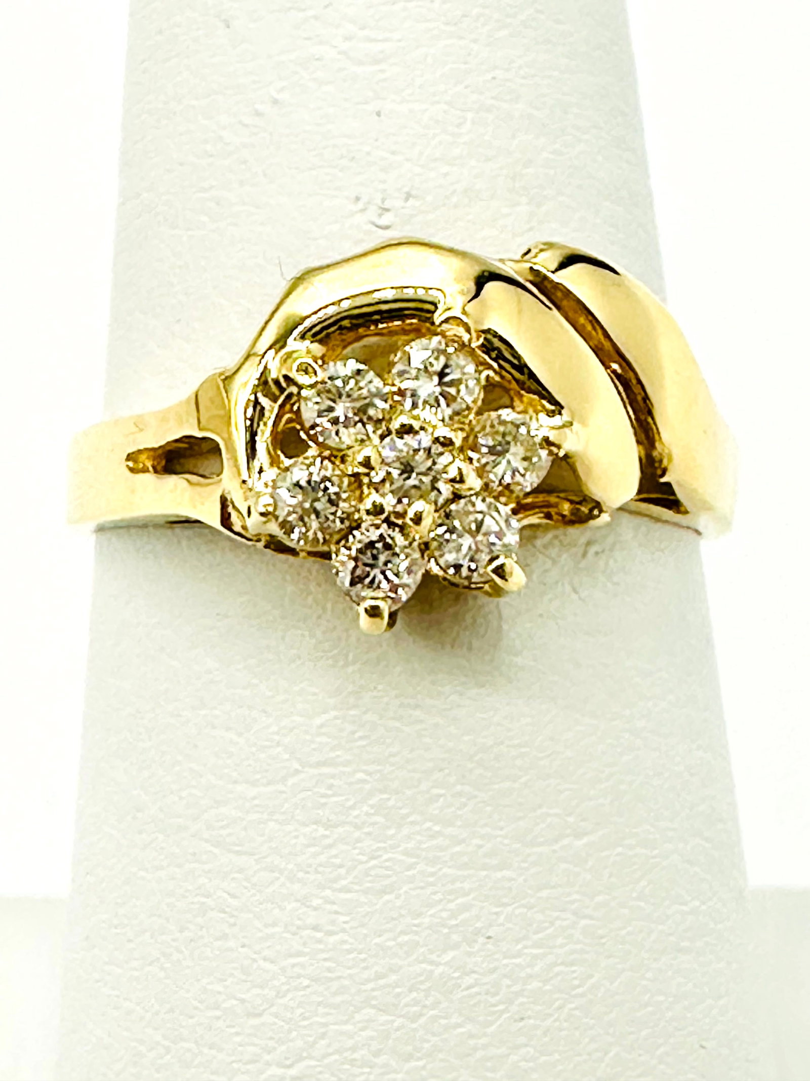Natural Diamond Flower Ring, 14KT Yellow Gold # 2233 (1 of 4)
