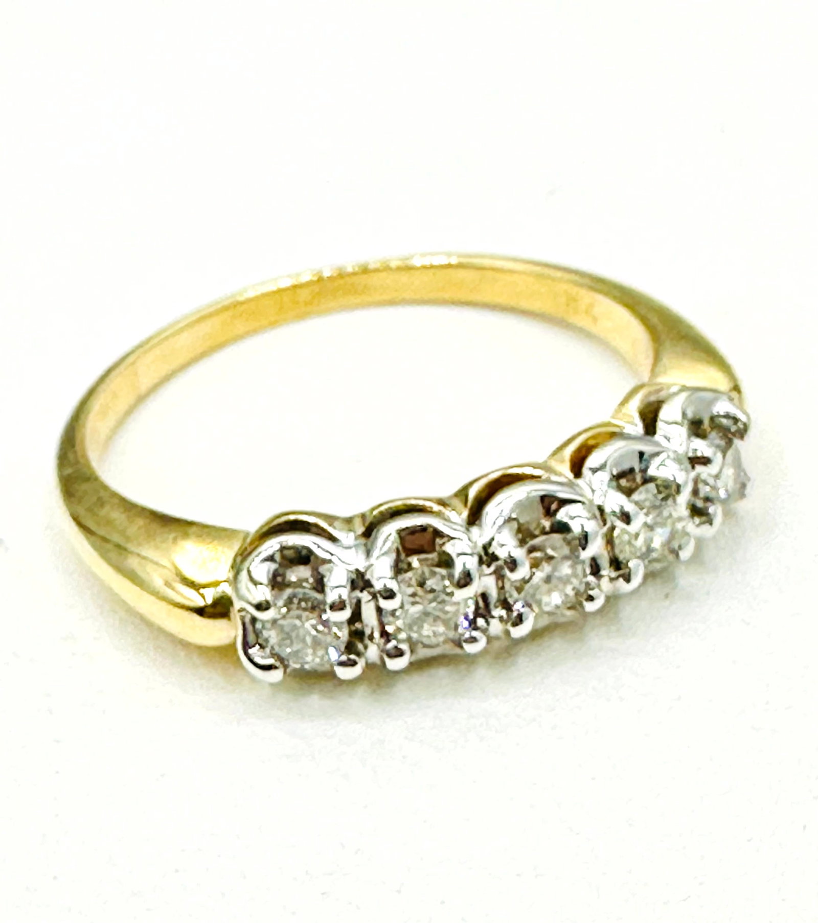 Natural Diamond Band Ring, 14KT White and Yellow Gold # 2242 (1 of 4)