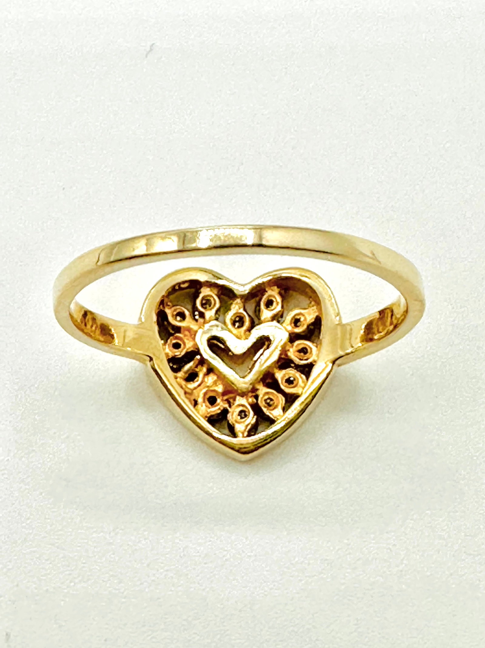 Natural Diamond Heart Ring, 14KT Yellow Gold # 2246 (1 of 4)