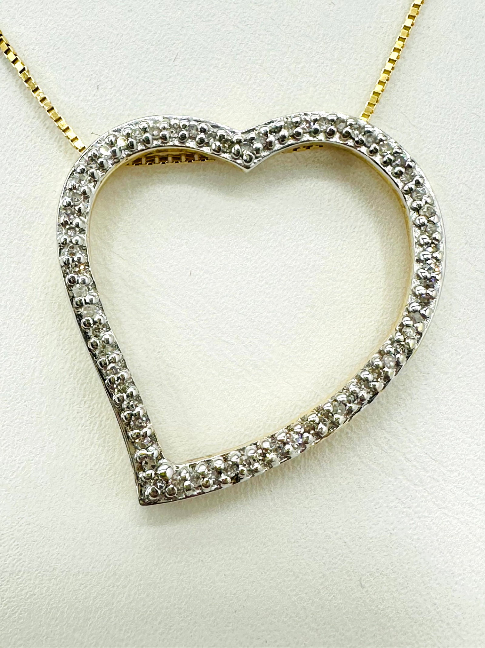 Natural Diamond, 14KT Yellow Gold Heart Pendant and Chain # 2256 (1 of 4)