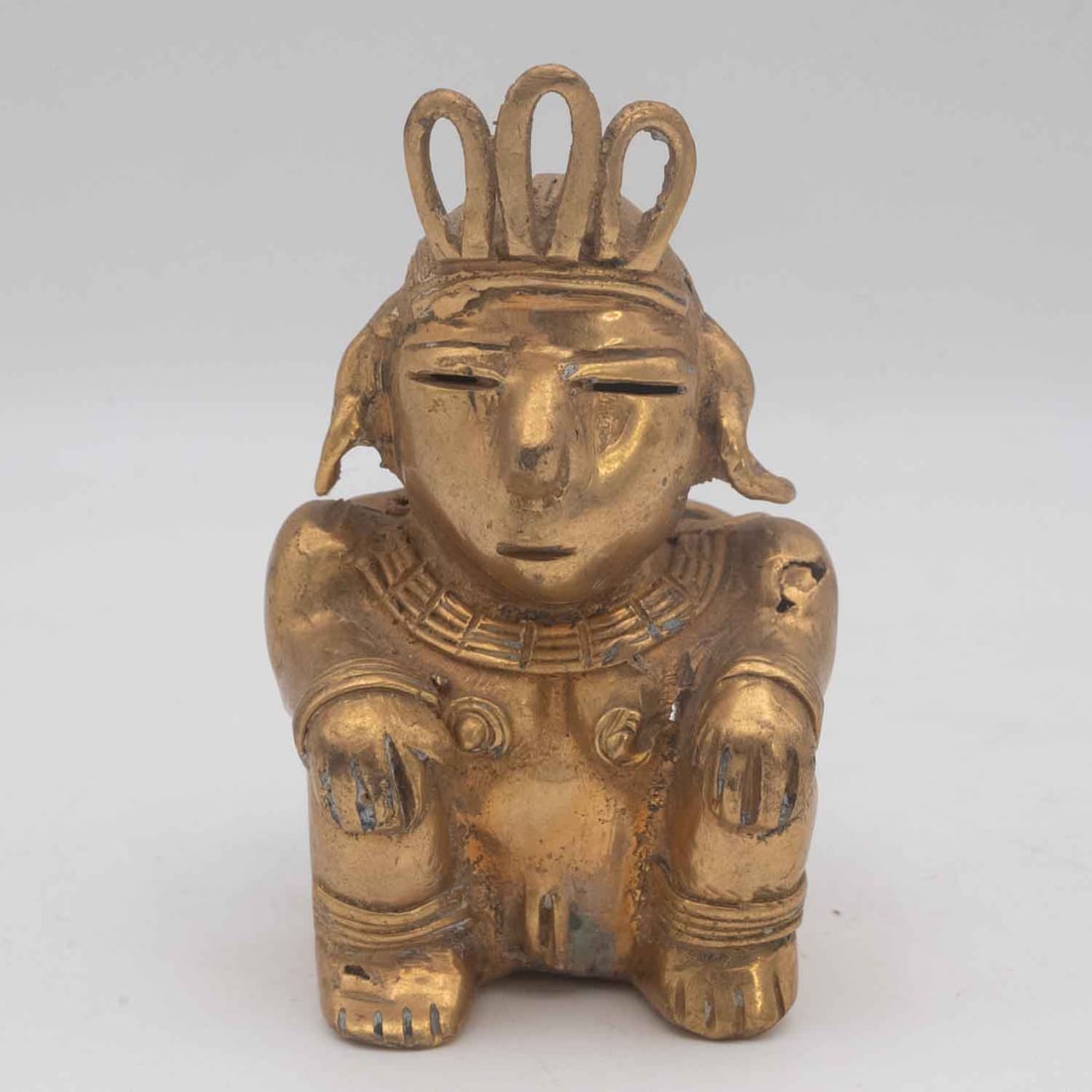 Columbian Tairona Female Peasant Figure: Medium: Tairona Size: 3.2x2x2 inches Age/Detail: Columbian Condition: great overall, check photo for condition reference Provenance: Collection from Estate in Tribecca Please view all the photos as th