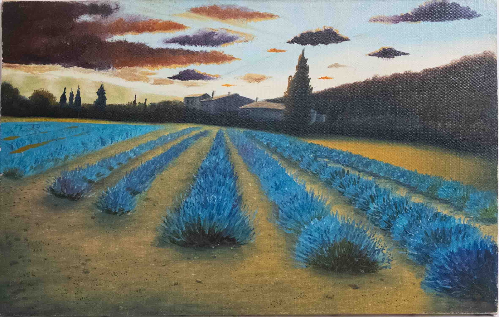 Vintage Impressionist Oil On Canvas "Flower Field" (1 of 6)