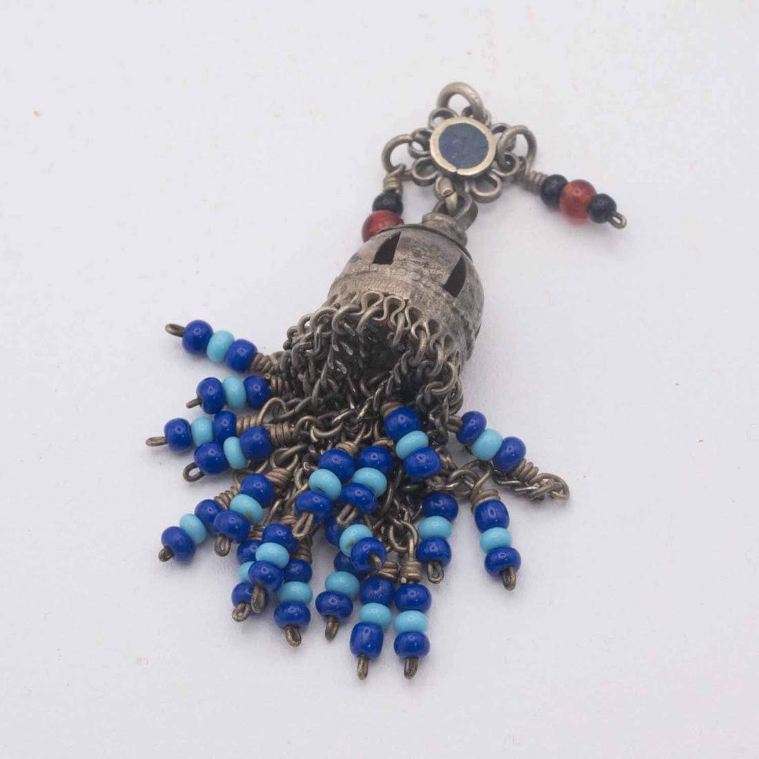 Old Tibetan or Himalayan Turquoise and Lapis Beads Pendant: Medium: Turquoise and Lapis Beads Size: 2.5x0.8x0.8 inches Age/Detail: Old Tibetan or Himalayan Condition: great overall, check photo for condition reference. Provenance: Collection from Estate in Wil