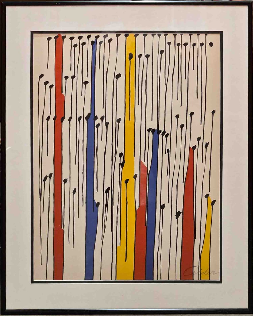 Vintage Alexander Calder Lithograph On Paper "Rain" (1 of 7)