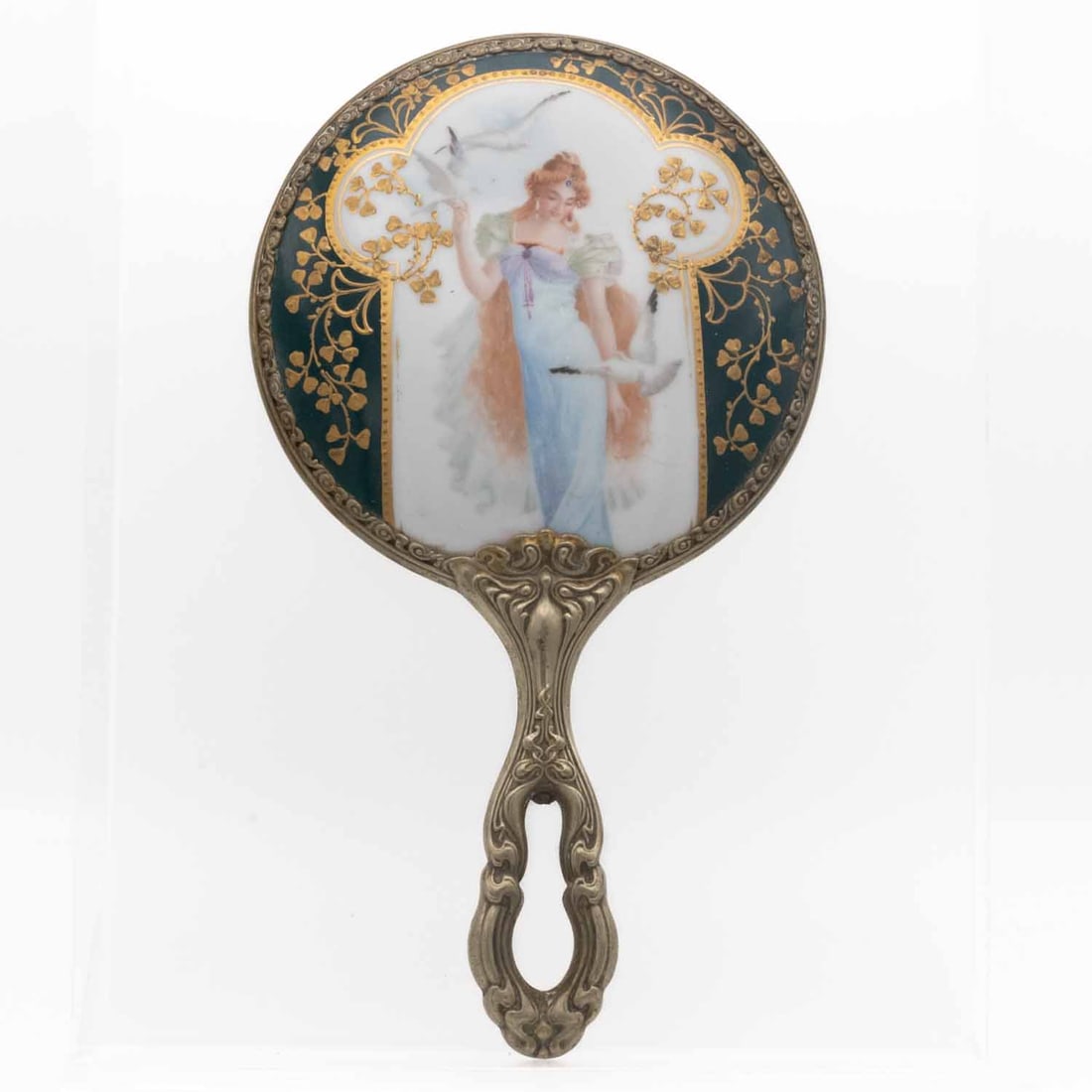 Vintage Hand Painted Brass Mirror (1 of 5)
