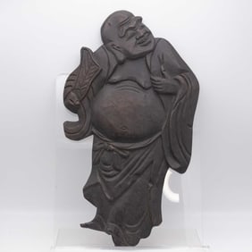 Antique Chinese Carved Wood Luohan Relief Plaque