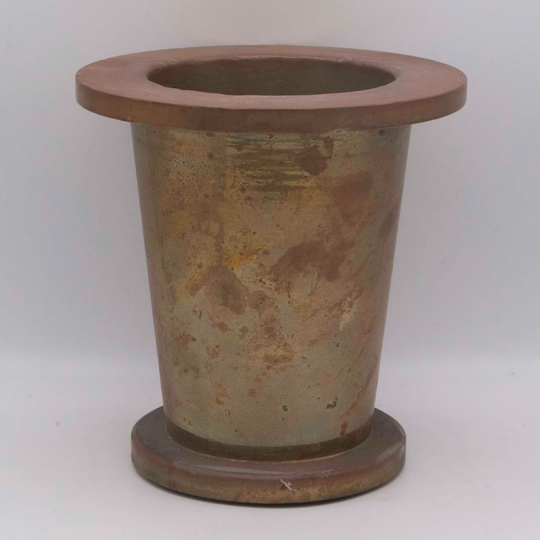 Heavy Antique Japanese Patinated Bronze Ikebana Usubata Vase: Medium: Patinated Bronze Size: 6.5x6.5x6.7 inches Age/Detail: Heavy Antique Japanese Condition: great overall, check photo for condition reference. Provenance: Collection from Estate in Williamsburg L