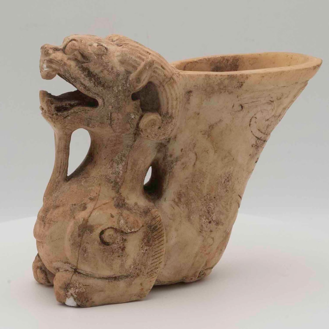 Antique Chinese Carved Jade Dragon Wine Drinking Vessel Cup: Medium: Jade Size: 5x2.3x4.5 inches Age/Detail: Antique Chinese Carved Condition: broken parts, check photo for condition reference. Provenance: Collection from Estate in Williamsburg LiveShipping is